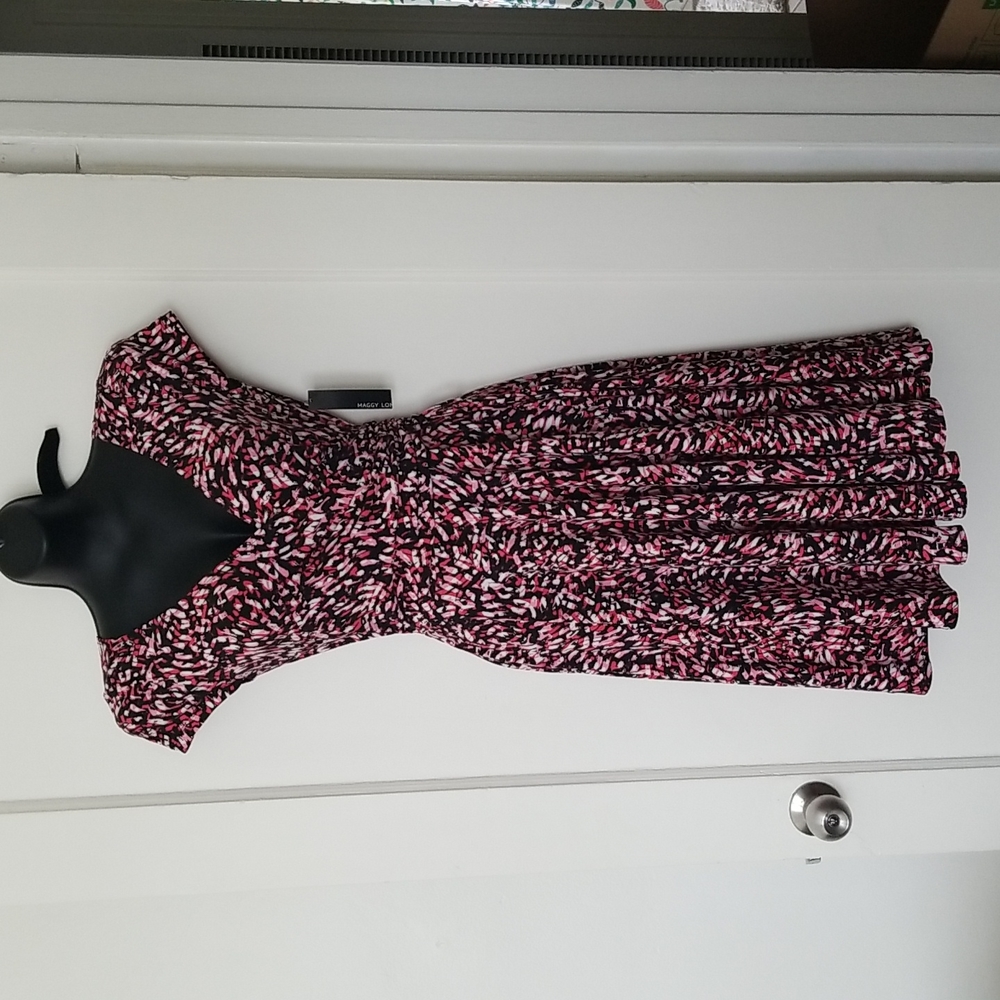 Maggy London fit-and-flare faux wrap dress, size 2
